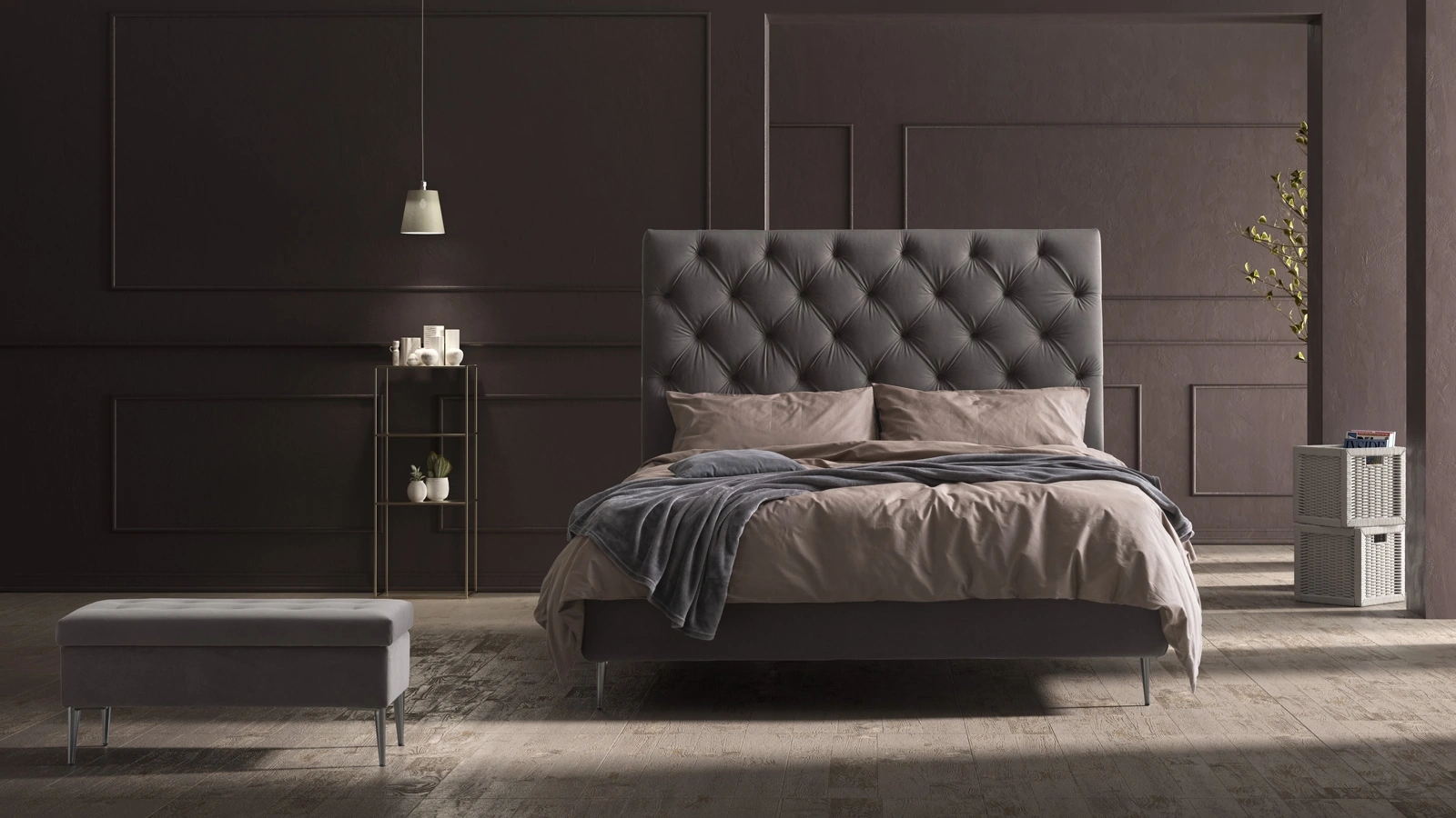 Letto in velluto Laura di Stilfar Italia