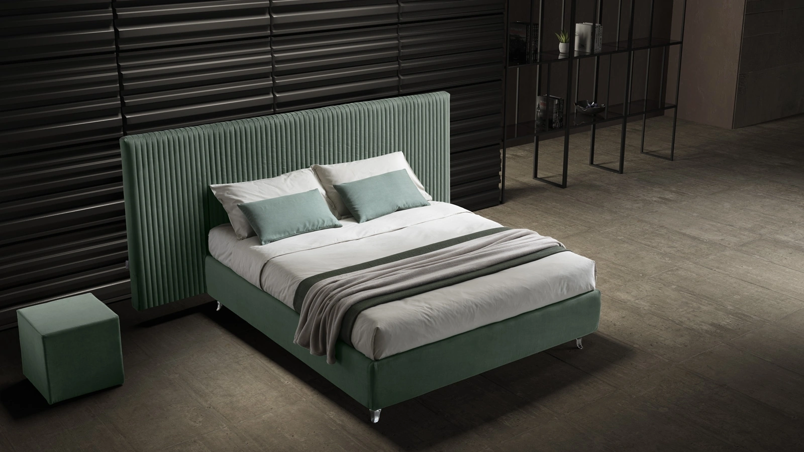 Letto con testiera XL trapuntata Melissa di Stilfar Italia