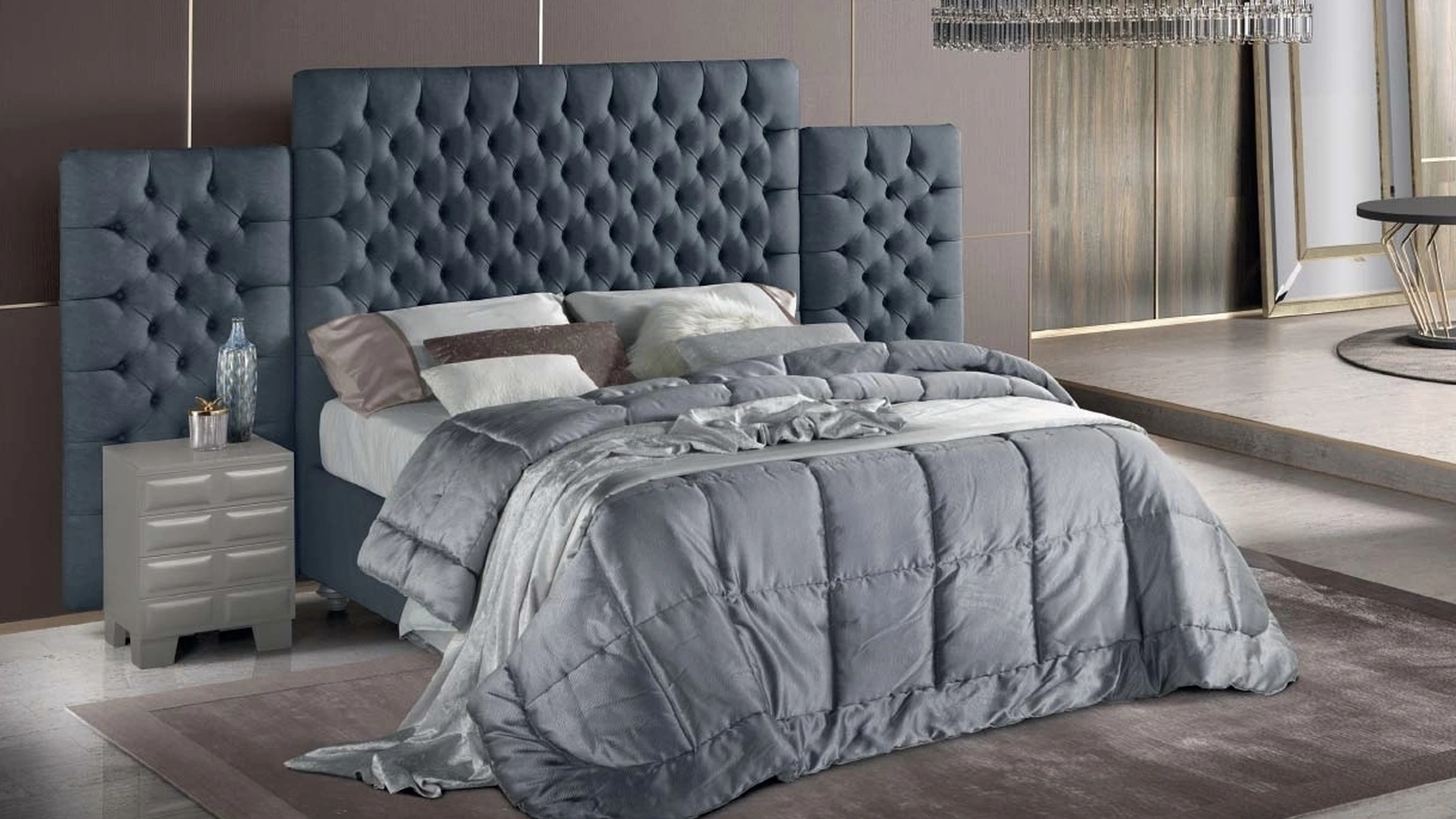 Letto in pelle con testiera imponente Tosca di Stilfar Italia