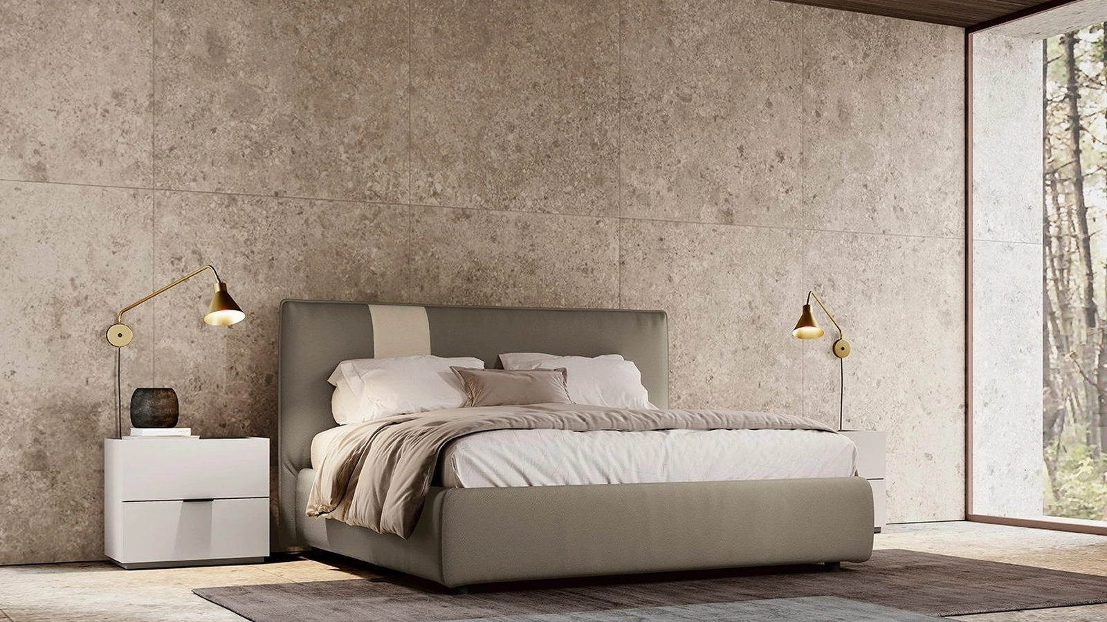 Letto in tessuto imbottito Tetris di Colombini Casa