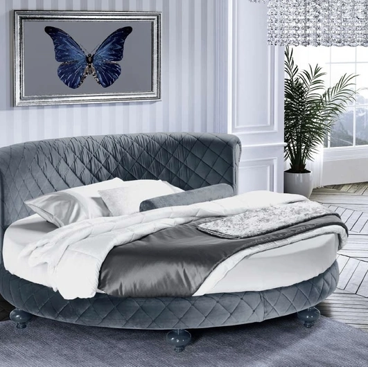 Letto rotondo in tessuto trapuntatato Turandot di Stilfar