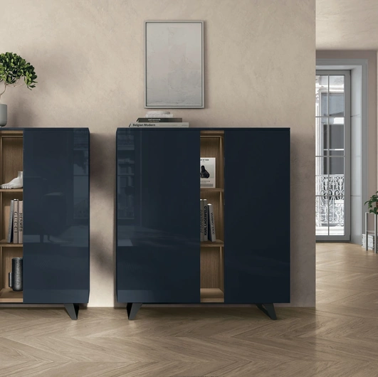 Madia verticale Lydia in laccato lucido blu di prussia di Tomasella