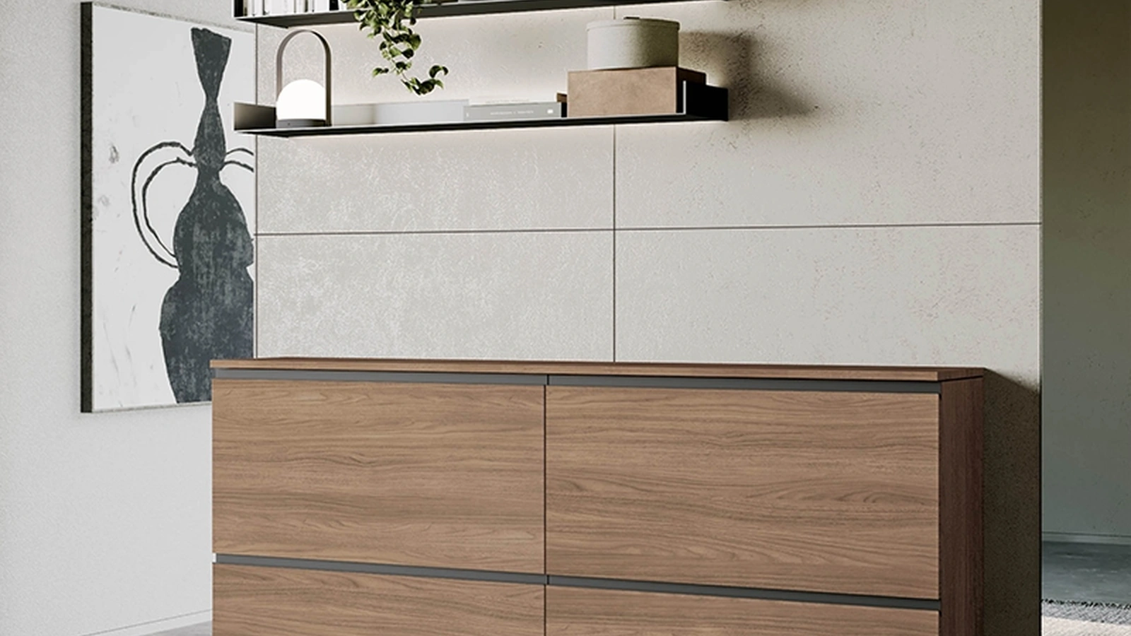 Mobile ingresso scarpiera Minima finitura effetto legno di Birex