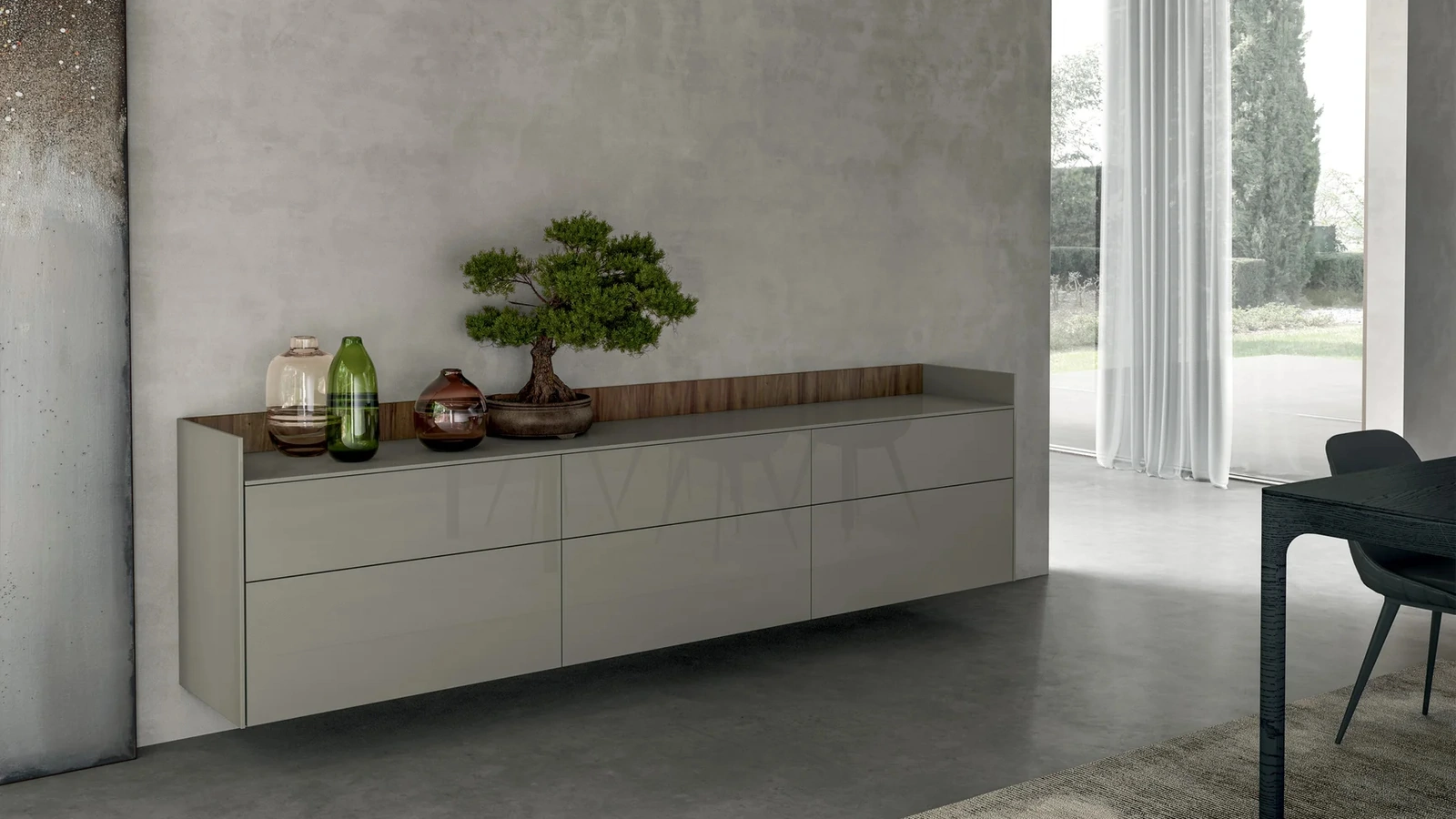 Mobile sospeso Living Time in laccato lucido di Arredo3