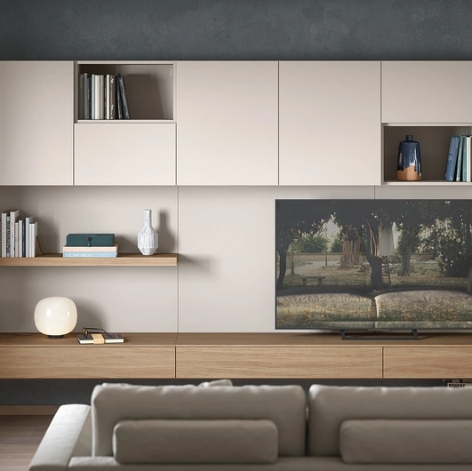 Parete Attrezzata con base sospesa 06B in melaminico di Cinquanta3