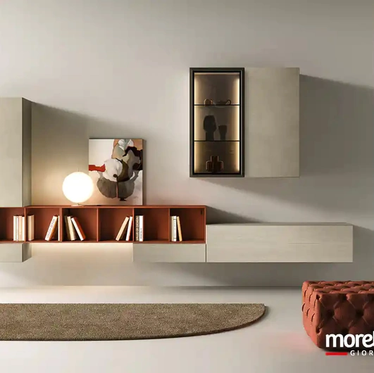 Parete Attrezzata sospesa Kosmos KC118 di Moretti Compact Giorno Notte