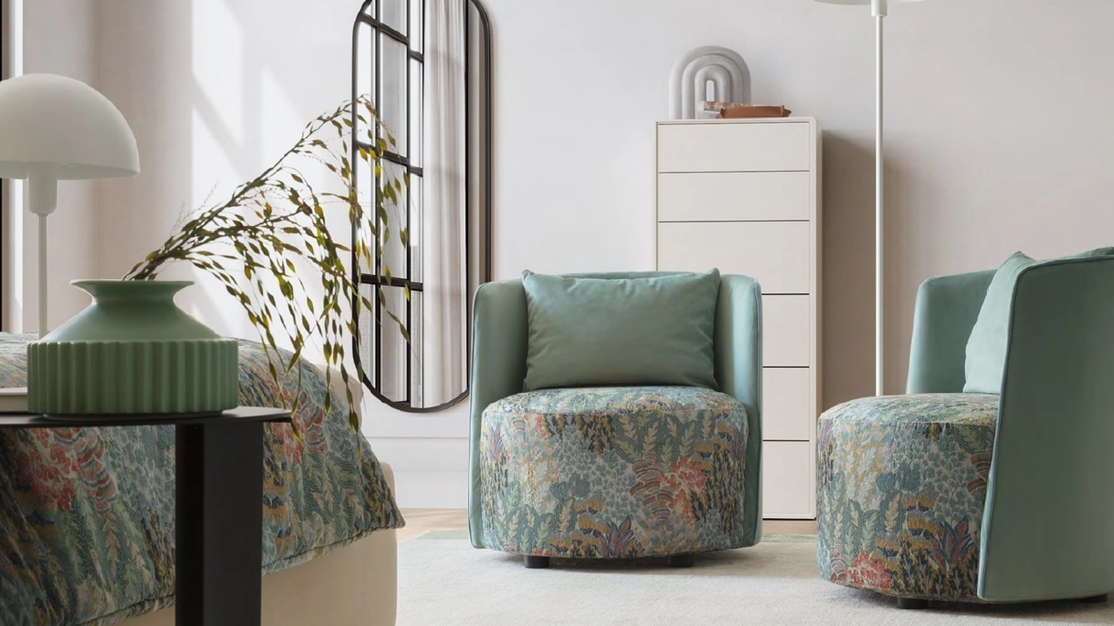 Poltroncina in tessuto con motivo floreale Isabel di Le Comfort