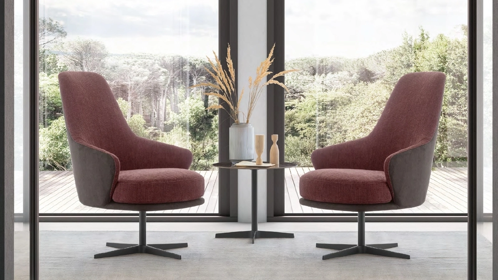 Poltrona girevole in tessuto Amy di Le Comfort