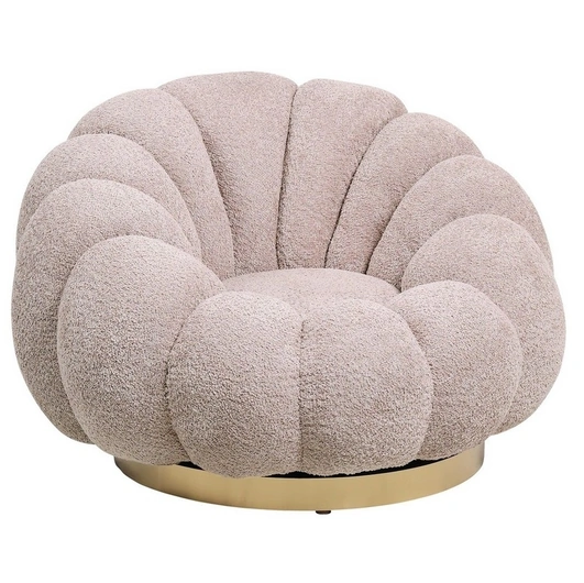 Poltrona girevole in tessuto effetto bouclé bianco Florel di Bizzotto