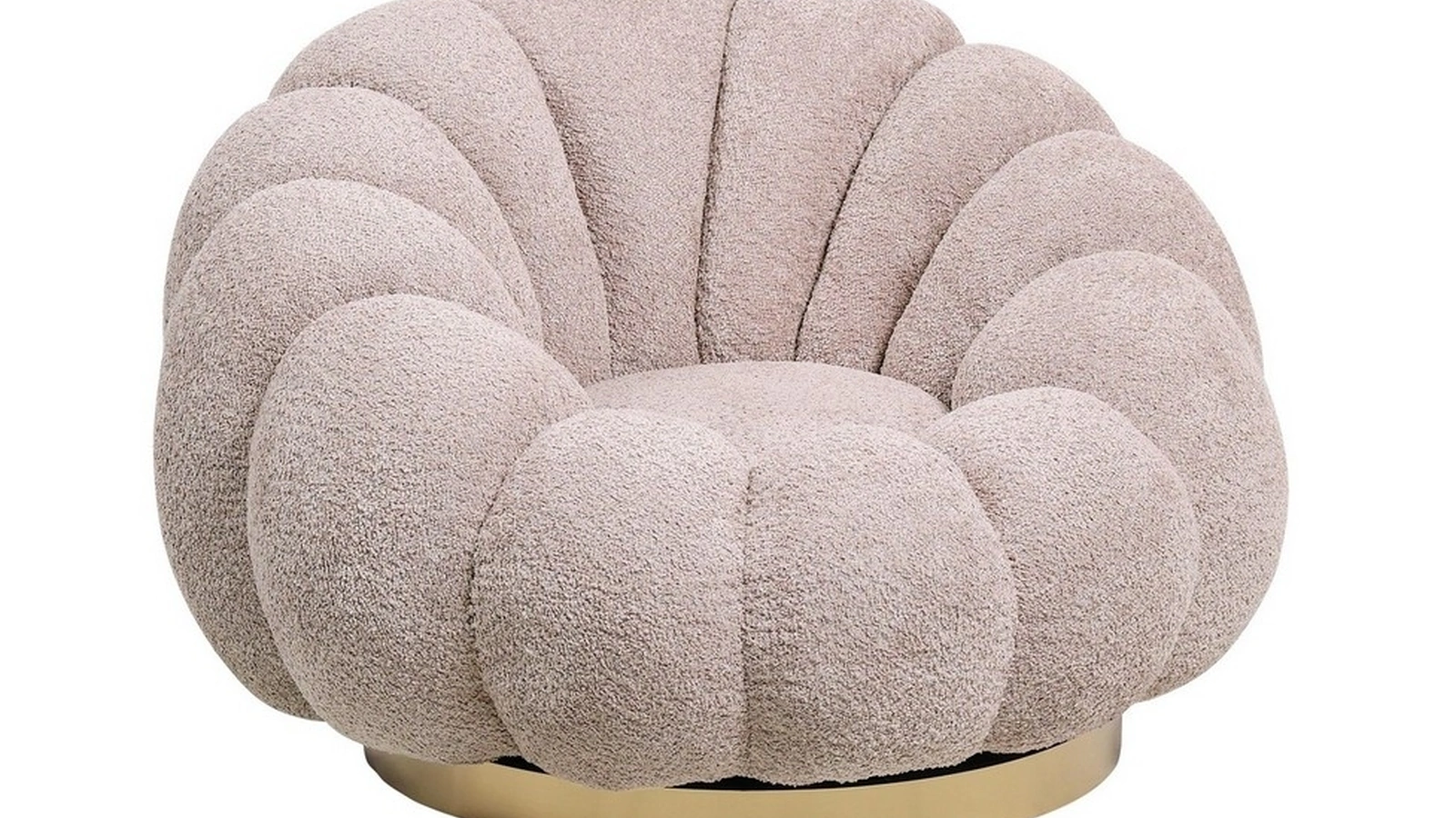 Poltrona girevole in tessuto effetto bouclé bianco Florel di Bizzotto