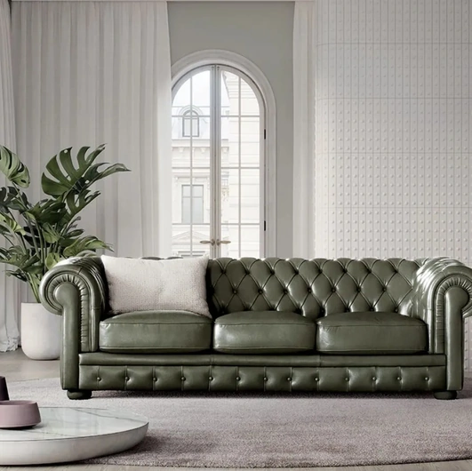 Divano lineare in pelle Alioth di Doimo Salotti