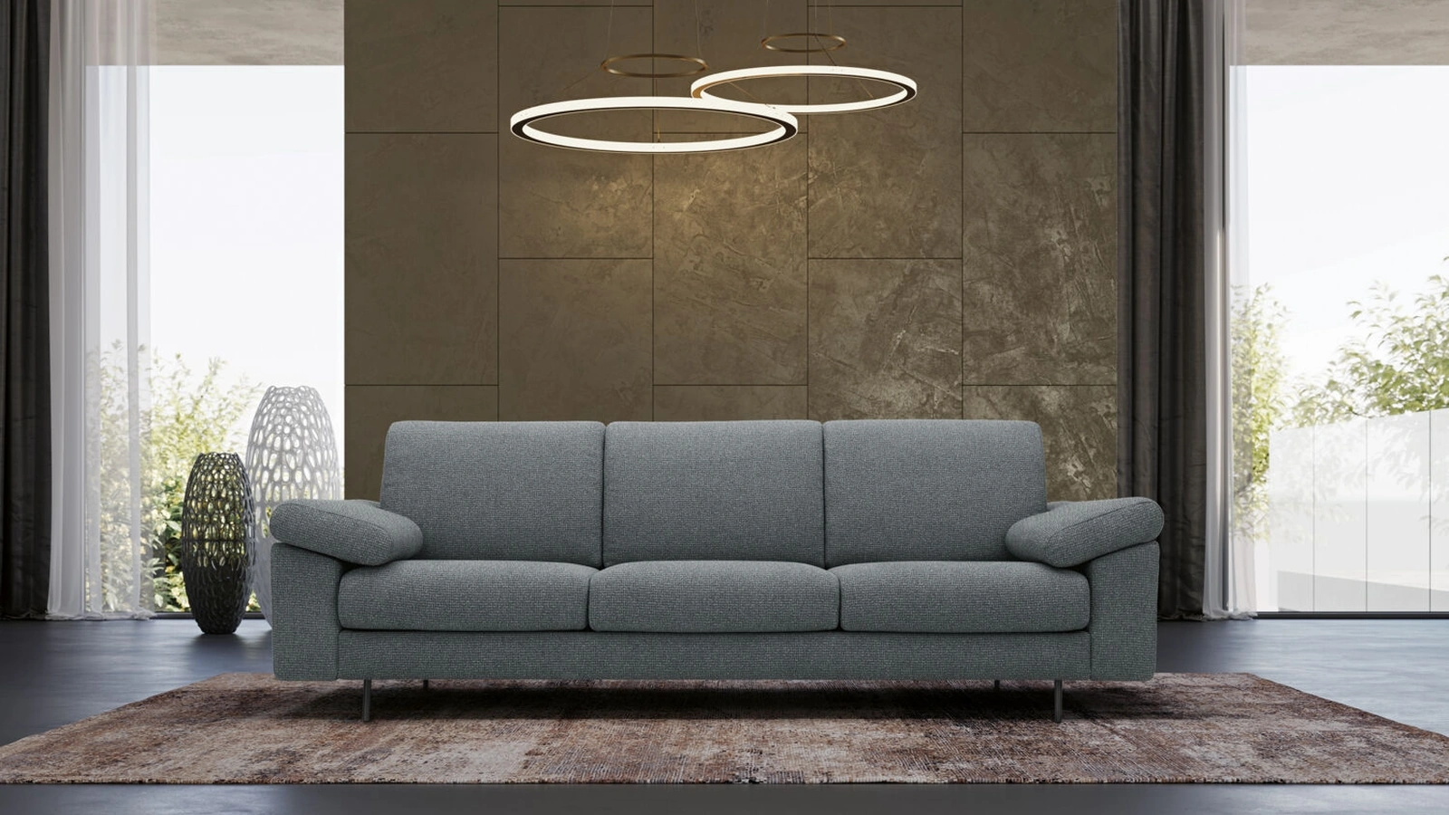 Divano lineare Boston con sedute estraibili di Rizzetto