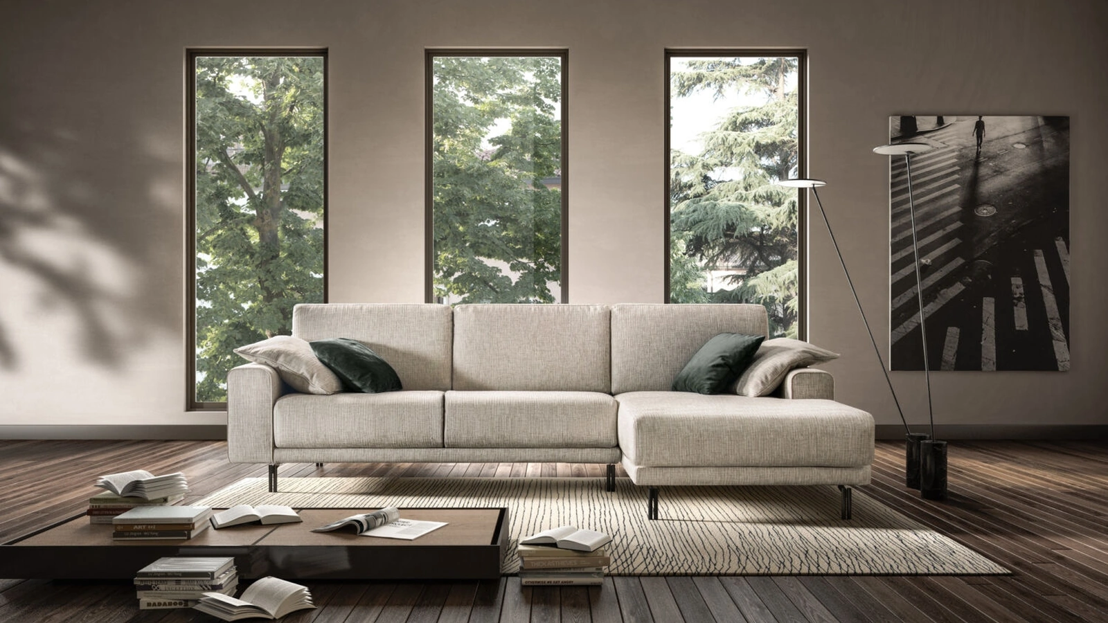 Divano con penisola Glamour di Rizzetto