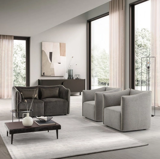 Divano a due posti in tessuto imbottito Kubik Loveseat di Le Comfort