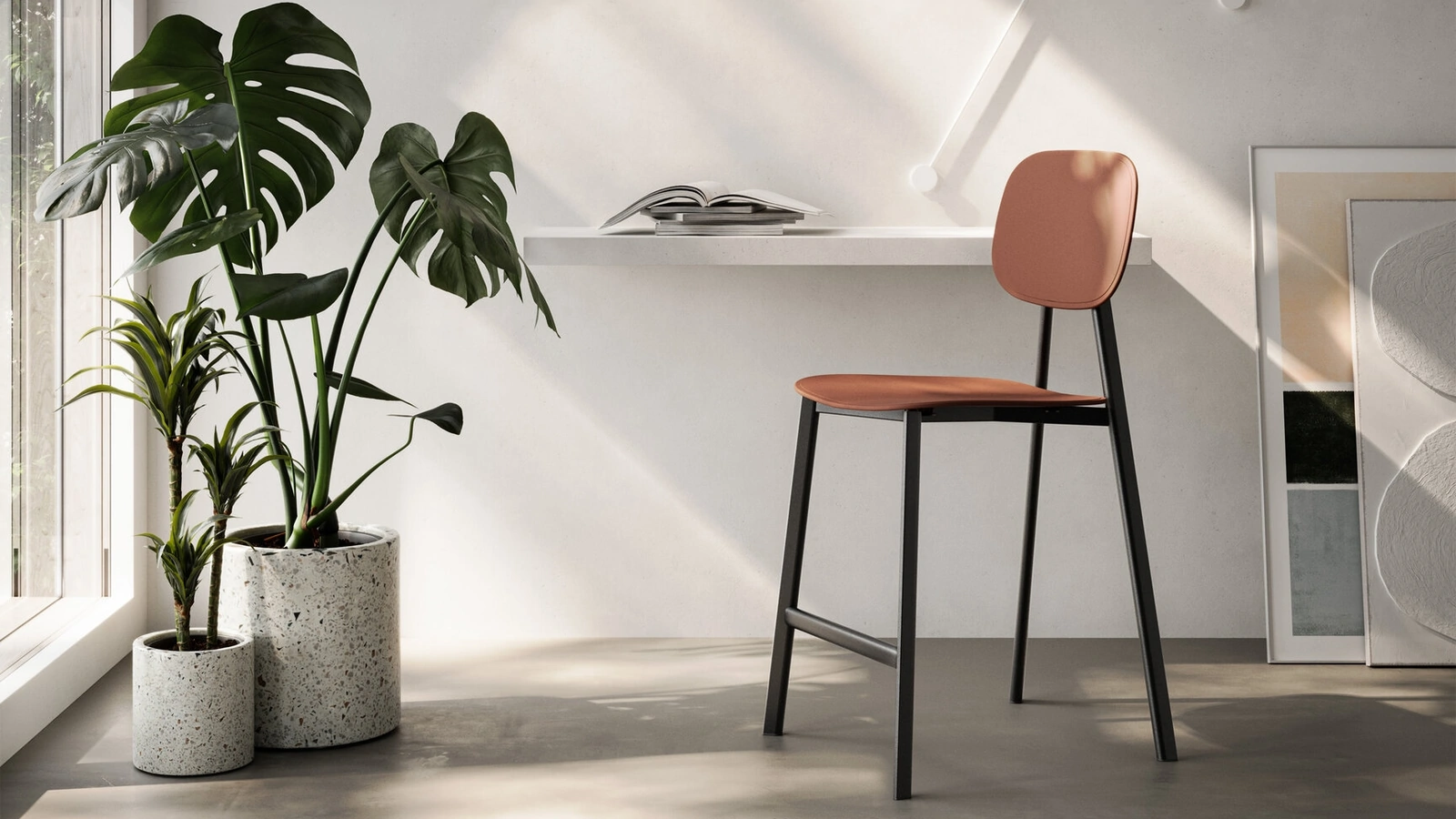 Sgabello Alpha in polipropilene con struttura in acciaio di Arredo3