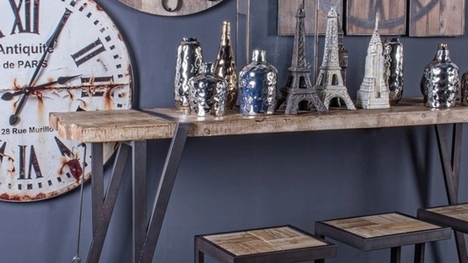 Sgabello in legno e metallo Blocks di Bizzotto