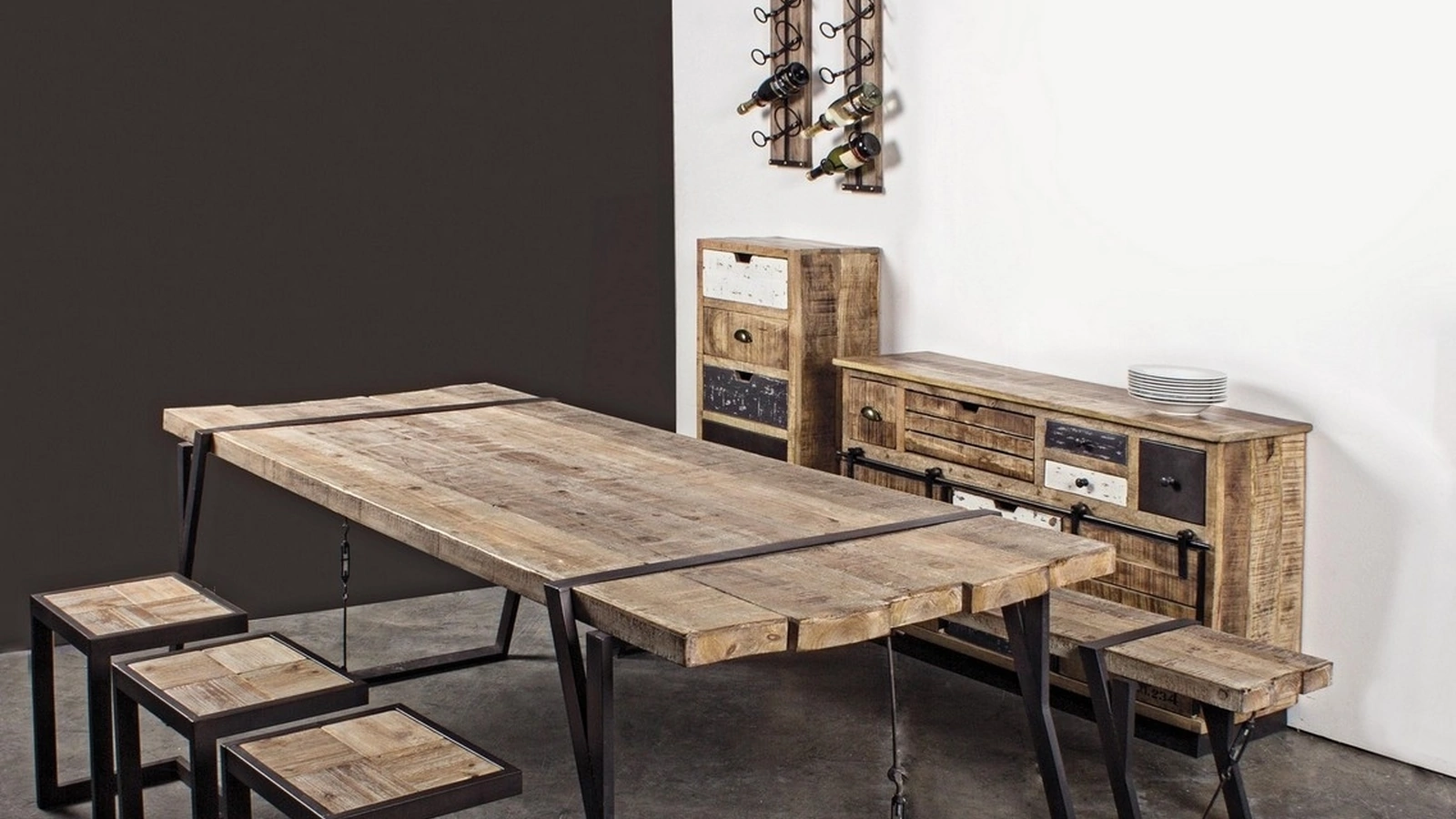 Sgabello in legno e metallo Blocks di Bizzotto