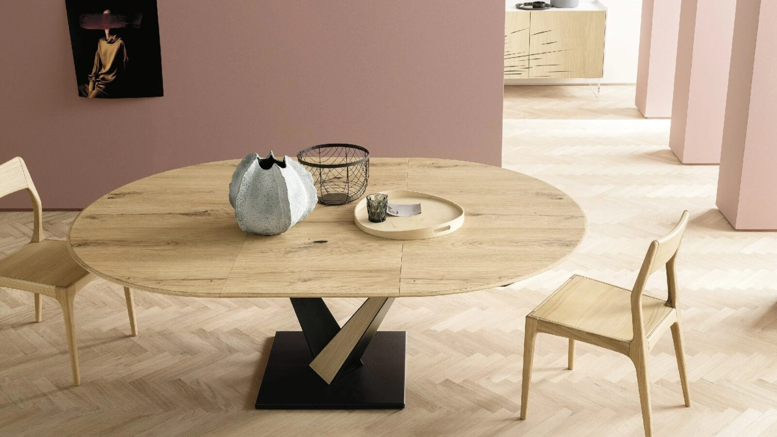 Tavolo rotondo allungabile West di Alta Corte