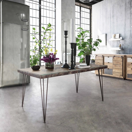 Tavolo Atlantide in vetro con decorazione in cemento di Bizzotto