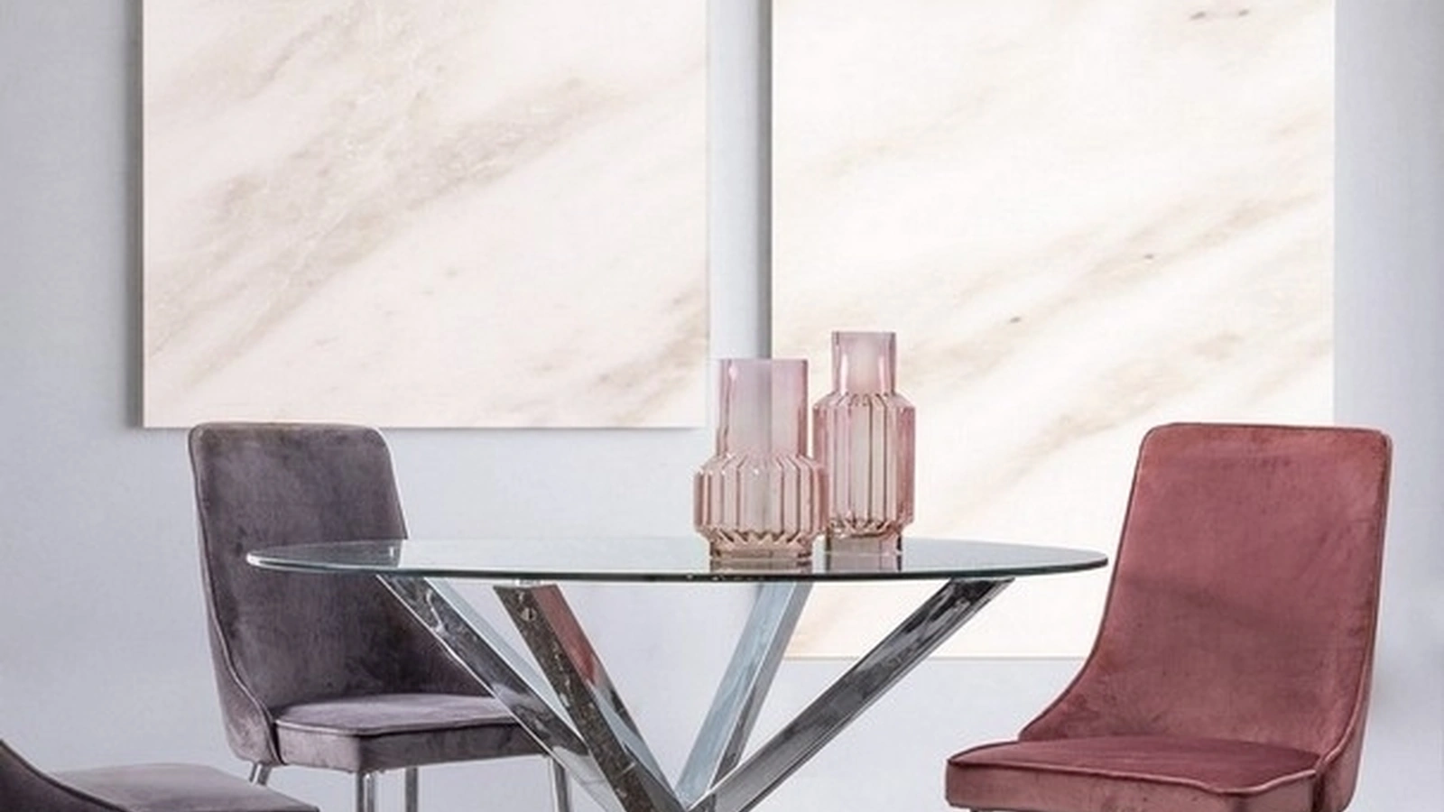 Tavolo rotondo in vetro e acciaio lucido May di Bizzotto