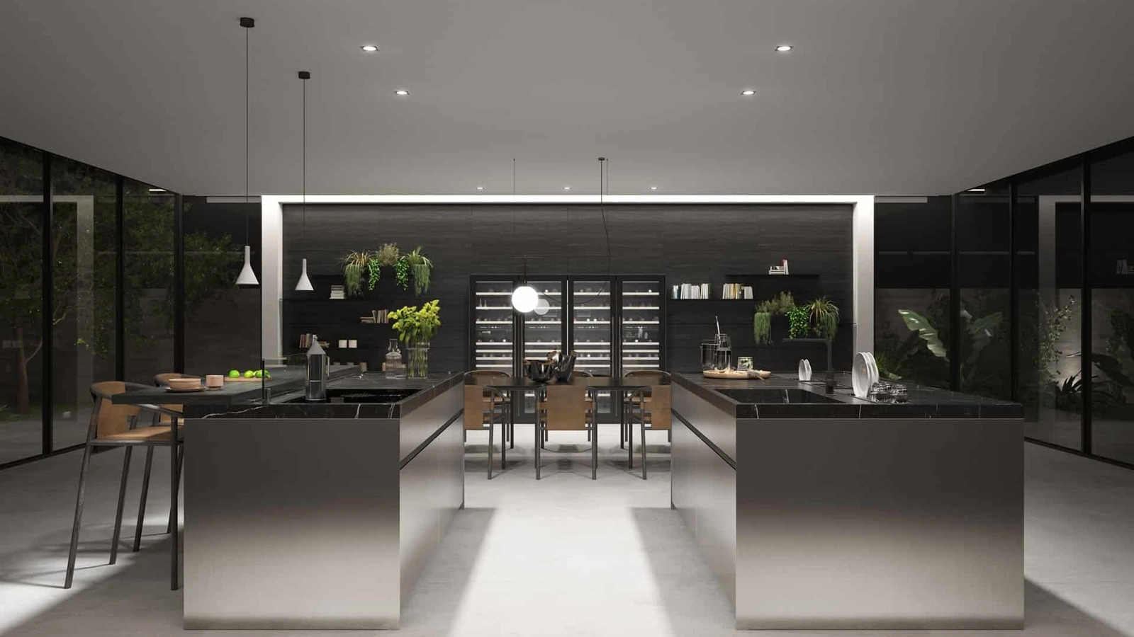 Cucina Design in acciaio con doppia isola Lab di Nova Cucina