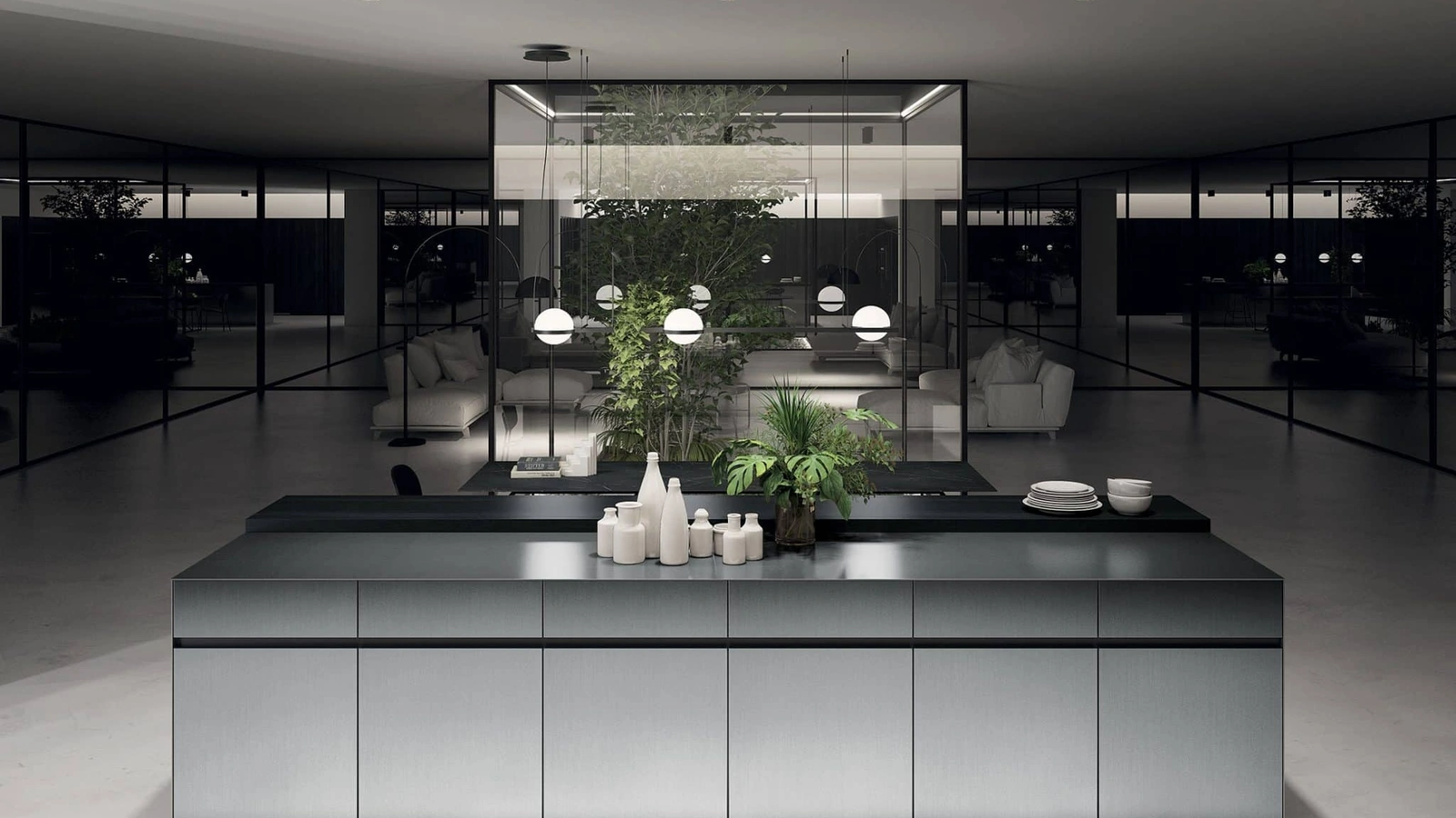 Cucina Design con isola in acciaio inox Smart 5 di Nova Cucina