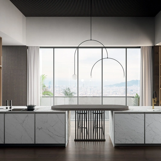 Cucina Moderna con penisola Kronos 03 in laminam di Arredo3