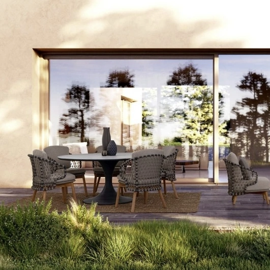 Tavolo rotondo con top in pietra Arnold di Bizzotto