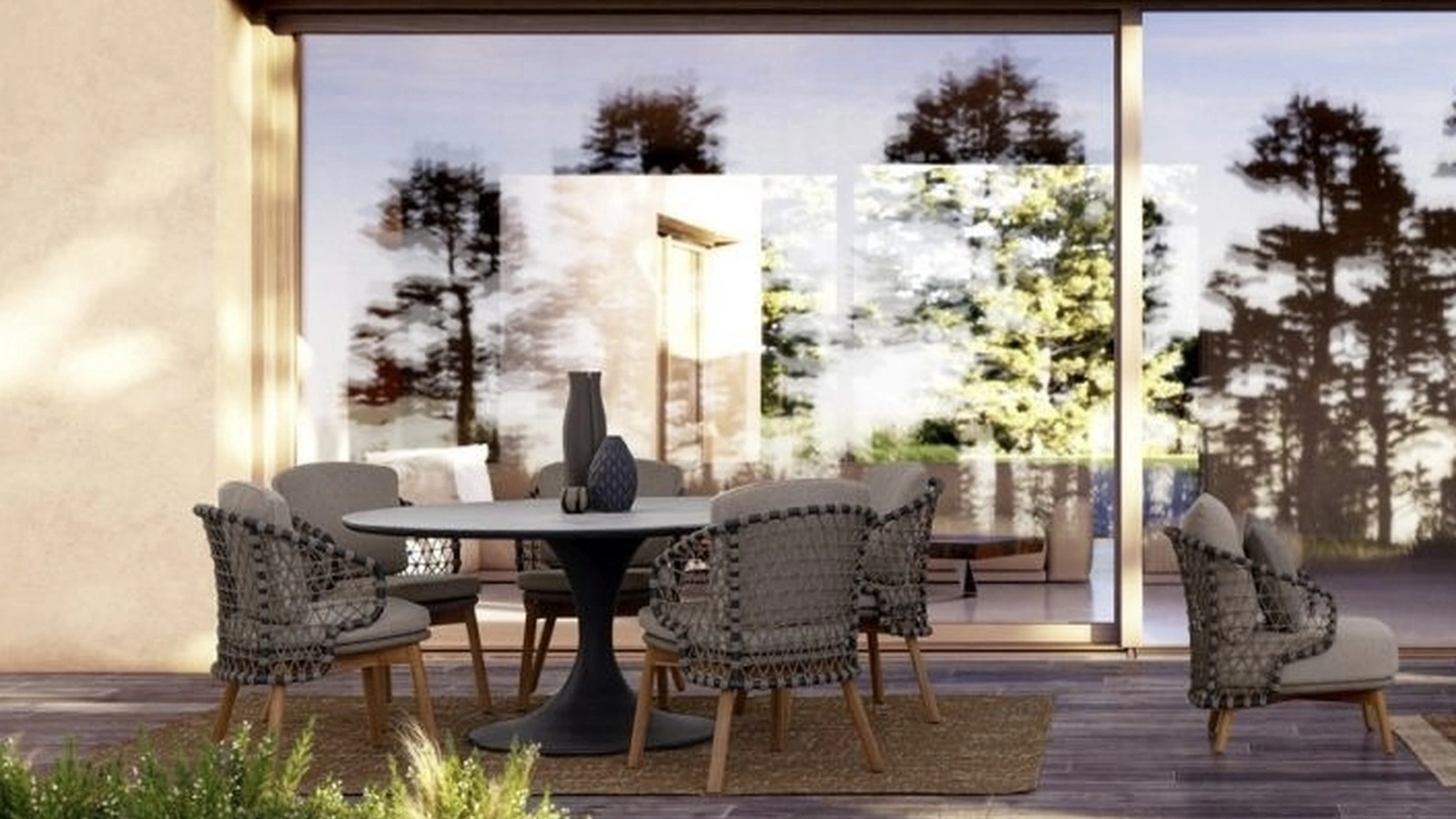 Tavolo rotondo con top in pietra Arnold di Bizzotto