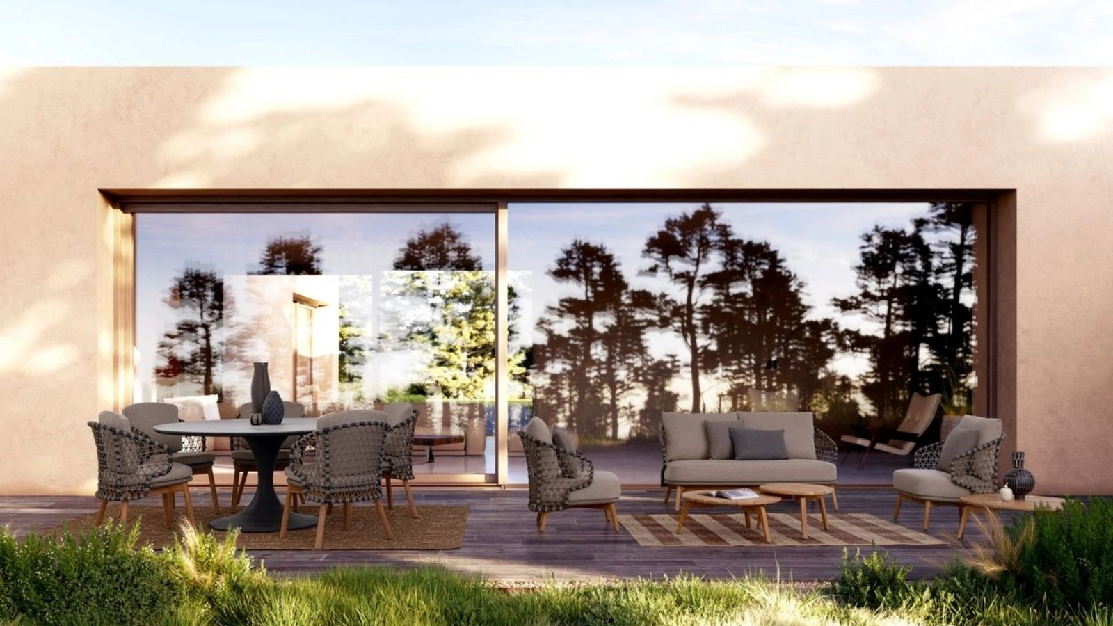 Arredo da esterno Eularia in tessuto e legno di teak di Bizzotto