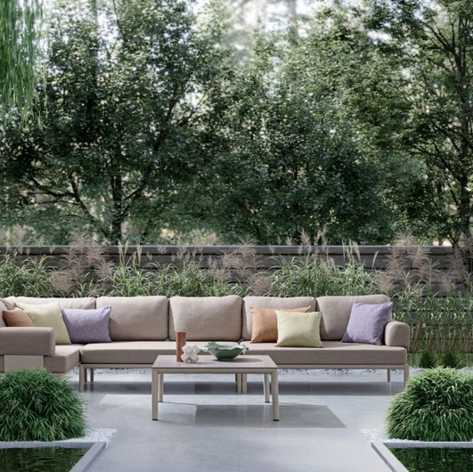 Divano angolare Gerald in alluminio e tessuto di Bizzotto