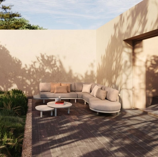 Divano angolare Hercules in alluminio e tessuto di Bizzotto