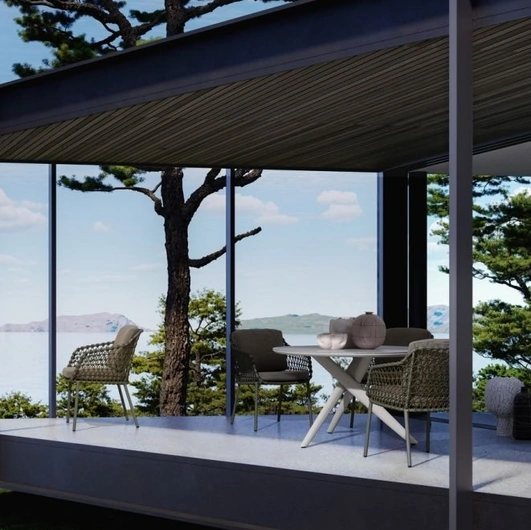 Tavolo rotondo Julian con top in pietra di Bizzotto