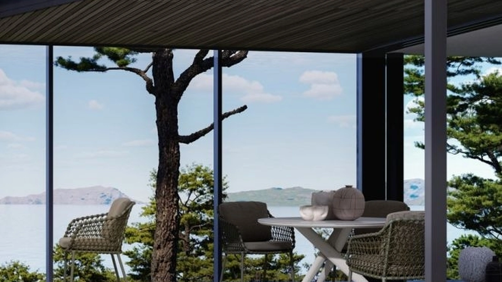 Tavolo rotondo Julian con top in pietra di Bizzotto