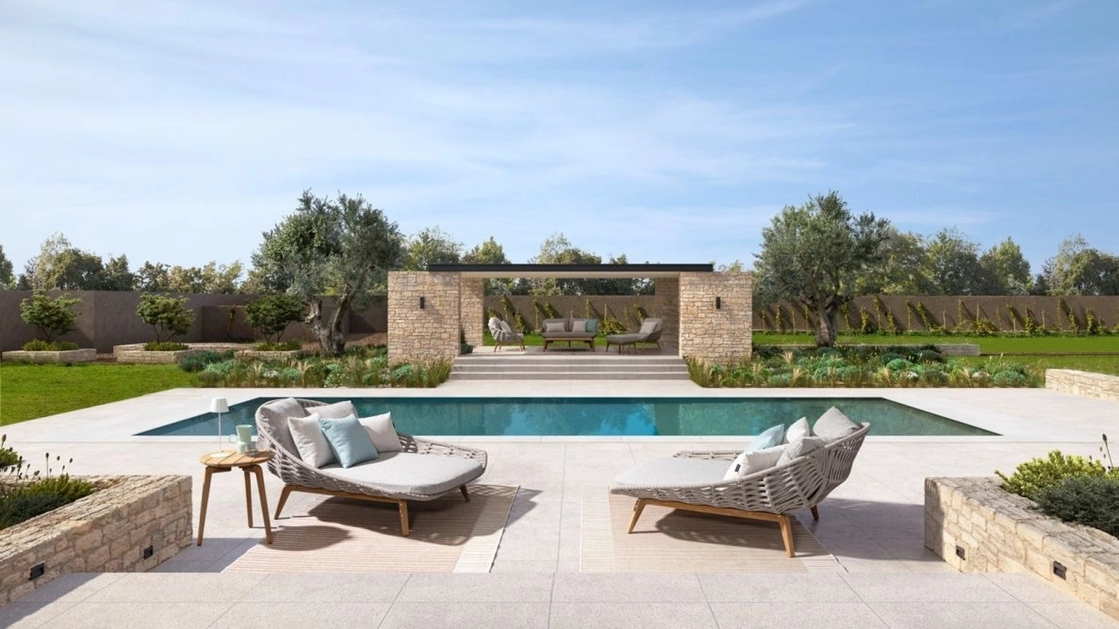 Day Bed Tamires in tessuto e teak di Bizzotto