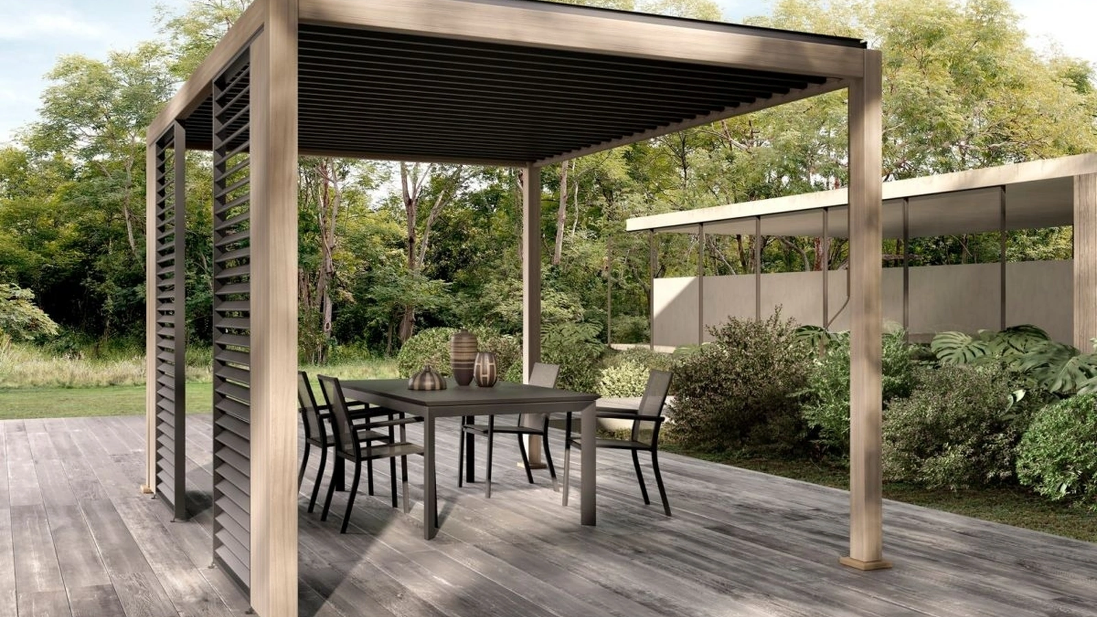 Pergola Ocean Natural Antracite a isola di Bizzotto